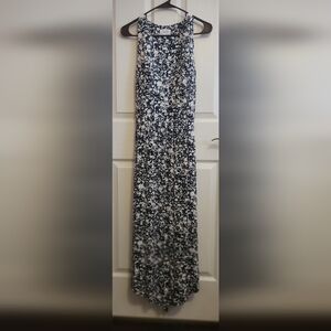 Navy blue and white paint splatter dress